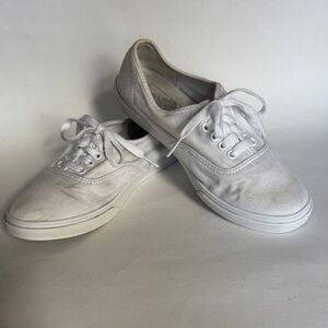 VANS Authentic White Canvas Lace Up Deck Sneaker Shoes 7.5 $55 GUC